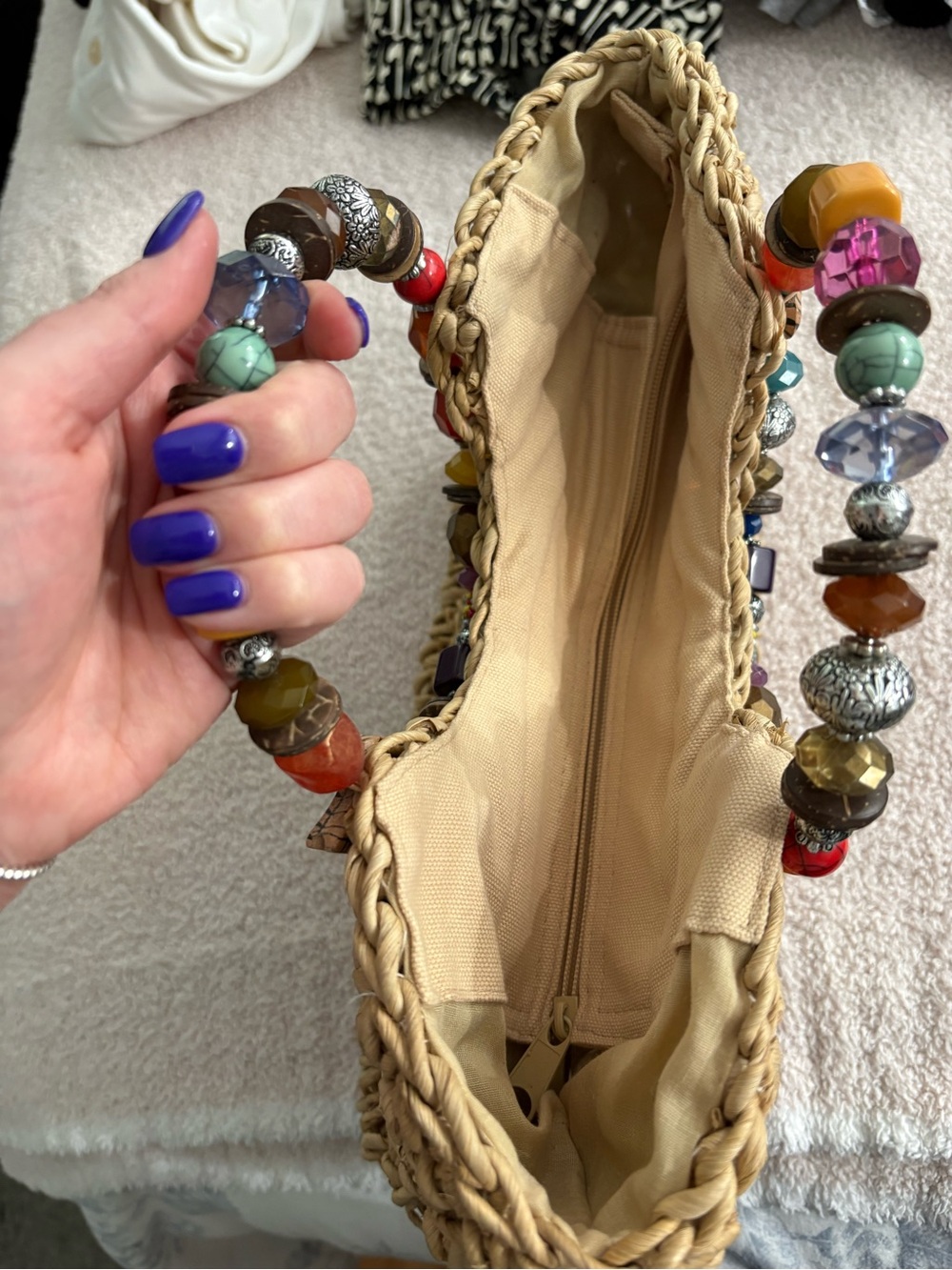 Beaded Straw Bag - Picture 2 of 4
